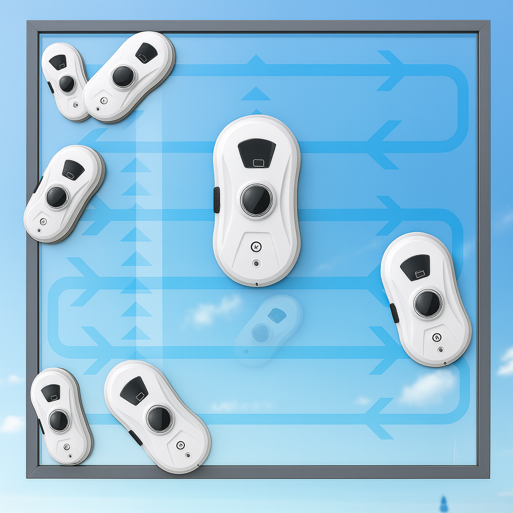 Trajectoire automatique du robot lave-vitres Veyna – déplacement intelligent sur la surface